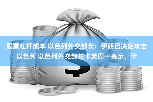 股票杠杆成本 以色列外交部长：伊朗已决定攻击以色列 以色列外交部长卡茨周一表示，伊