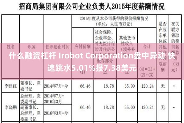 什么融资杠杆 Irobot Corporation盘中异动 快速跳水5.01%报7.38美元