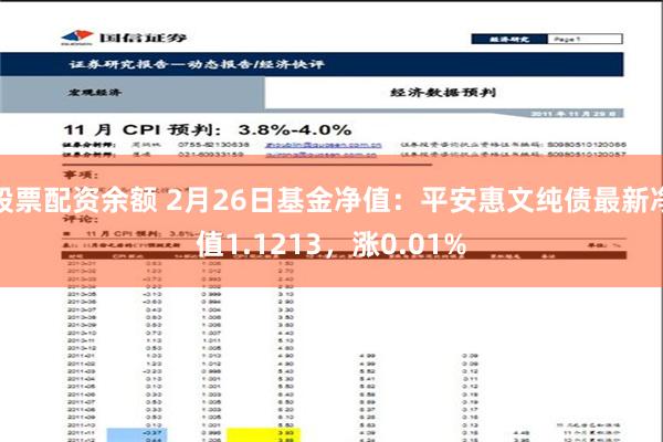 股票配资余额 2月26日基金净值：平安惠文纯债最新净值1.1213，涨0.01%